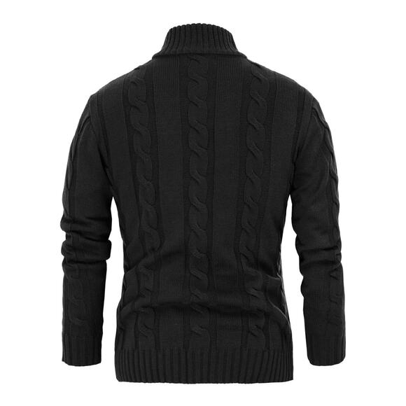 NWT Paul Jones Men’s Sz XL Cable Knit Cardigan Sweater Black Stand Collar - Picture 2 of 6